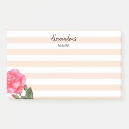 Shabby Chic Rosen (Aquarellfarbe) Streifen Post-it Klebezettel