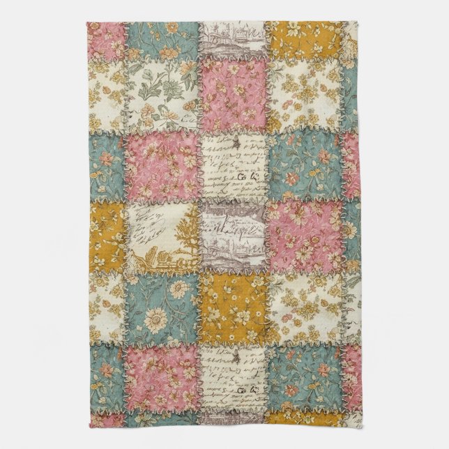 Shabby Chic Rosen-Quiltmuster Geschirrtuch (Vertikal)