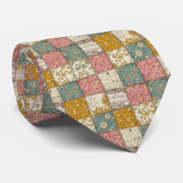 Shabby Chic Rosen-Quiltmuster Krawatte (Gerollt)