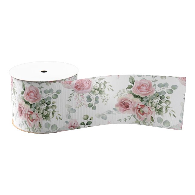 Shabby Chic Roses Eukalyptus Grüne Ripsband (Spule)