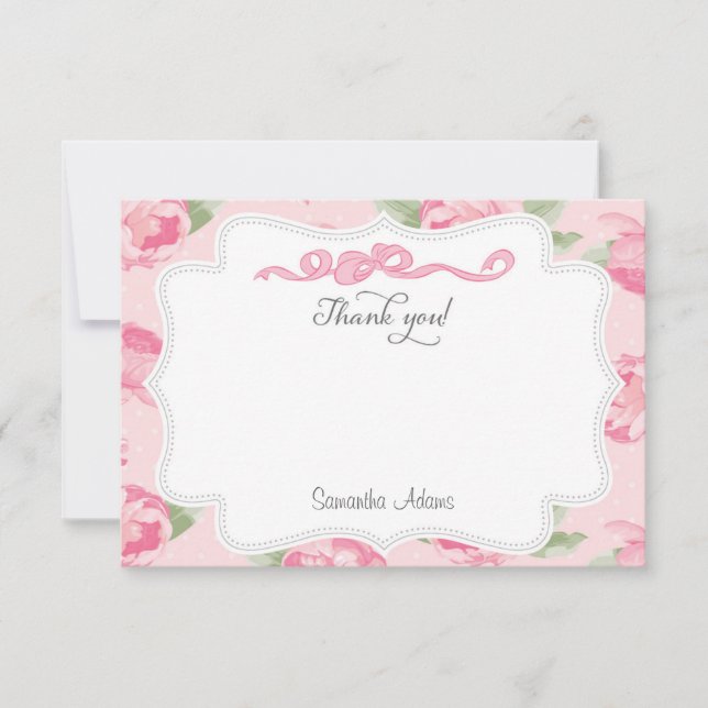 Shabby Chic Roses Rose Carte de remerciements (Devant)