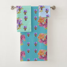 Shabby Chic Roses Turquoises Floral Fleurs Ensembl