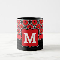 Shabby Chic Rot, Schwarz und Weiß Pupien Monogramm