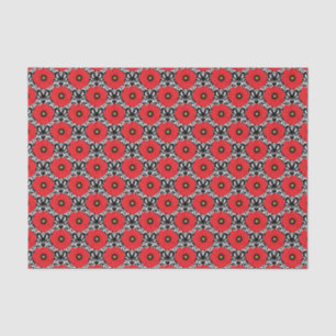 Shabby Chic Rot, Schwarz & Weiße Mohnblumen Blumen Seidenpapier