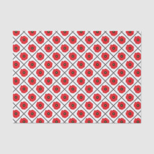 Shabby Chic Rot, Schwarz & Weiße Mohnblumen Blumen Seidenpapier