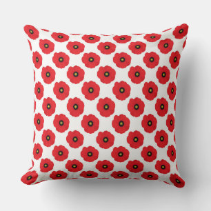 Shabby Chic Rot und Weiß Mohn Muster Kissen