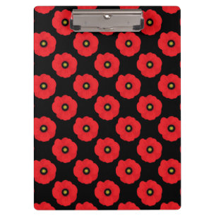 Shabby Chic rote und schwarze Mohnblumen floral Klemmbrett
