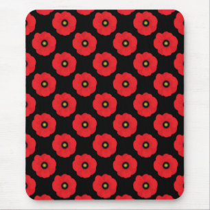 Shabby Chic rote und schwarze Mohnblumen floral Mousepad
