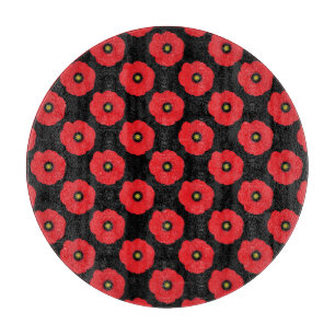 Shabby Chic rote und schwarze Mohnblumen floral Schneidebrett