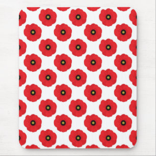 Shabby Chic rote und weiße Mohnblumen floral Mousepad