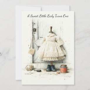 Shabby Chic Ruffle Dress & Parfüm 1. Geburtstag Einladung