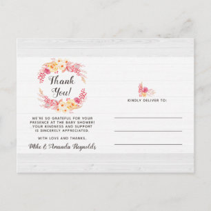 Shabby Chic Rustic Floral Baby Dusche Vielen Dank Postkarte