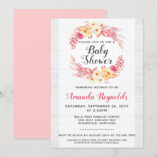 Shabby Chic Rustic Floral Baby shower Invitation