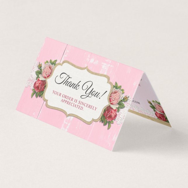 Shabby Chic Rustic Wood Pink Floral Rose Vielen Da (Vorderseite)