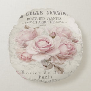 Shabby Chic, rustikal, Vintag, blumenreich, Collag Rundes Kissen