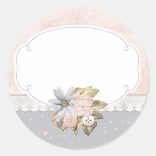 Shabby Chic Rustikale Blumennähknöpfe Boutique Runder Aufkleber