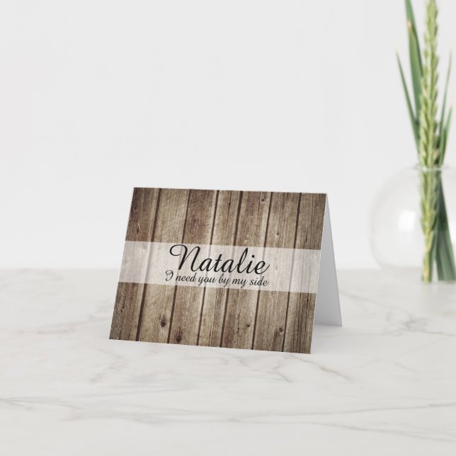 Shabby Chic-rustikaler Vintager hölzerner Einladung (Vorderseite)