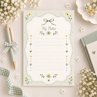 Shabby Chic Salbeigrünes Blumenpapier Briefpapier