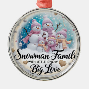 Shabby Chic Schneemannfamilie aus 5 Premium-Rund Ornament Aus Metall