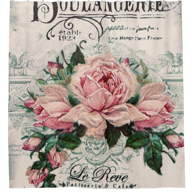 Shabby Chic, Schnitt, Victorian, French Chic, Pa Duschvorhang (Vorderseite)
