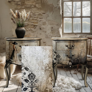 Shabby Chic Schwarz & Beige Raised Demask Hintergr Seidenpapier