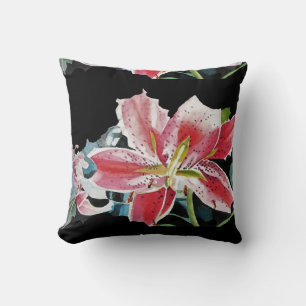 Shabby Chic Schwarze Lilienflora Blume Kissen