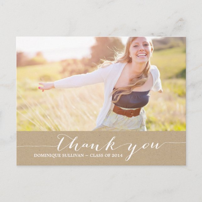 Shabby Chic Script Abschluss Vielen Dank Postcard Postkarte (Vorderseite)