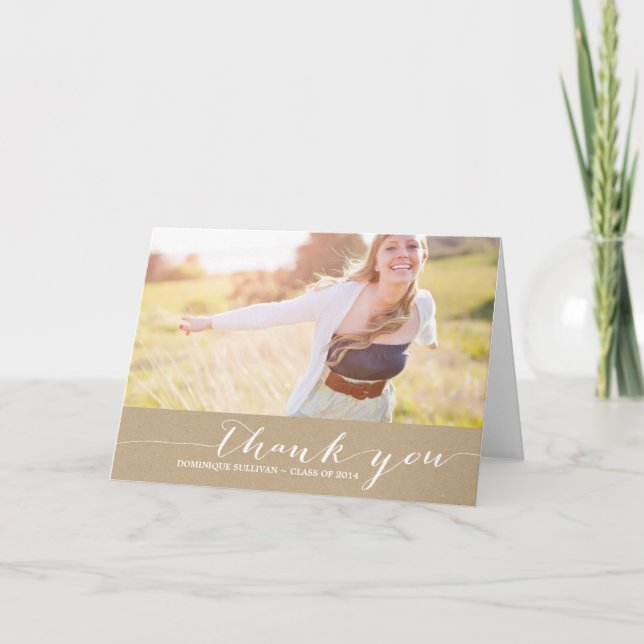 Shabby Chic Script Photo Graduation Carte de remer (Devant)