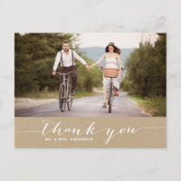 Shabby Chic Script Wedding Vielen Dank Postcard