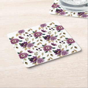 Shabby Chic Sommer Blumengarten Lila Blumenmuster Rechteckiger Pappuntersetzer