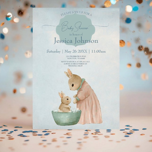 Shabby Chic Spring Baby shower de lapin Invitation (Créateur téléchargé)