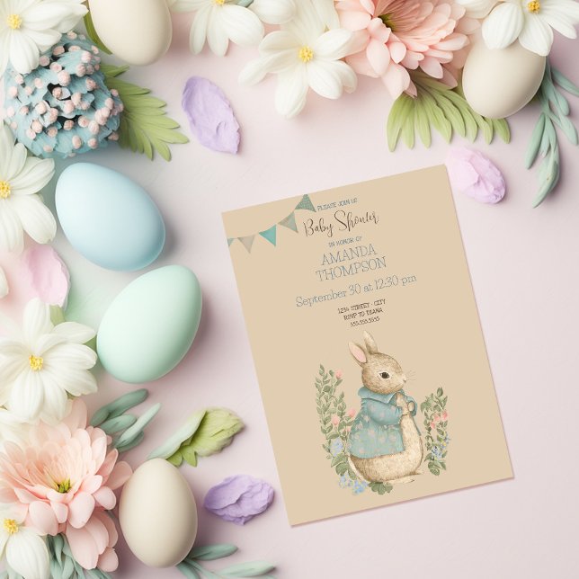 Shabby Chic Spring Rabbit Baby Dusche Einladung (Von Creator hochgeladen)