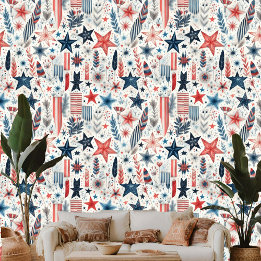 Shabby Chic Star Feathers Pastel Boho Art Theme Tapete