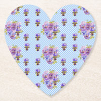 Shabby Chic Stiefmütterchen Floral Blau Gingham Ka