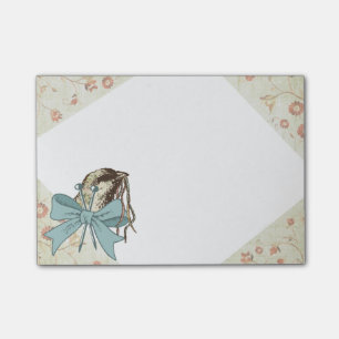 Shabby-Chic-Stricknadeln Garn Vogel Band Schleife Post-it Klebezettel