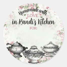Shabby Chic Suppenterrinen Etiketten für Lebensmit Runder Aufkleber