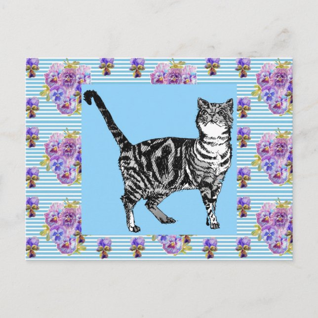 Shabby Chic Tabby Cat Pastel Pinacoteca comunale C Postkarte (Vorderseite)