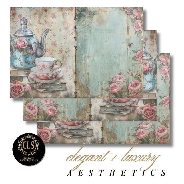 Shabby Chic Tea Florals Luxe Aesthetics Geschenkpapier Set (Von Creator hochgeladen)