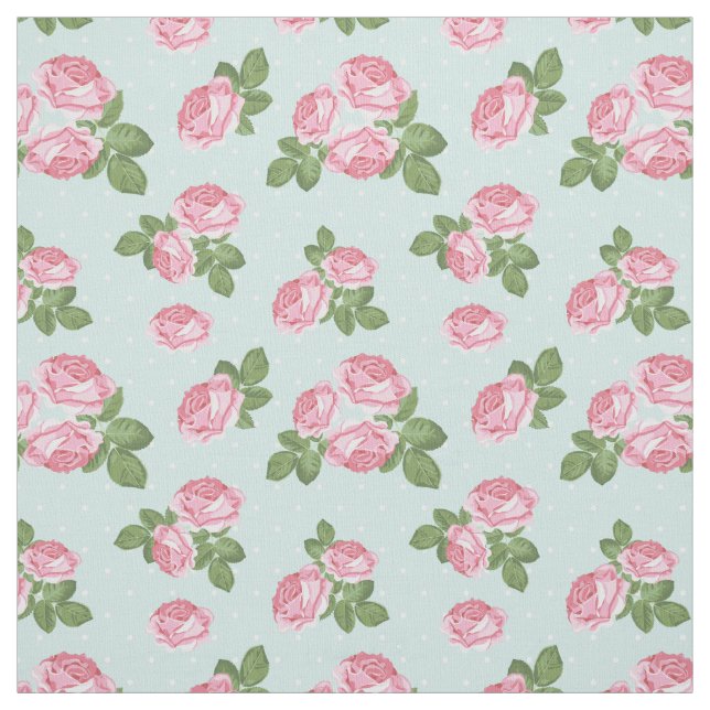 Shabby Chic Tee Rose Rosa und Blauer Stoff (Muster)