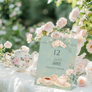 Shabby-Chic-Teeparty-Brautabschied Tischnummer