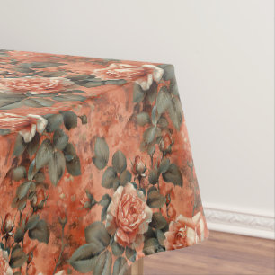Shabby Chic Terracotta Kupfer Salbei Vintage Rose Tischdecke