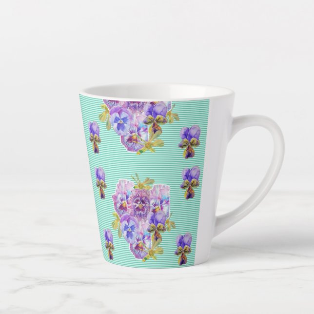 Shabby Chic Turquoise Aqua Pansy Milchtasse (Rechts)