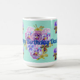 Shabby Chic Turquoise Aqua Pansy Tasse