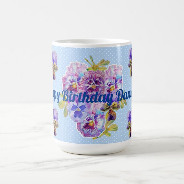 Shabby Chic Turquoise Aqua Pansy Tasse (Mittel)
