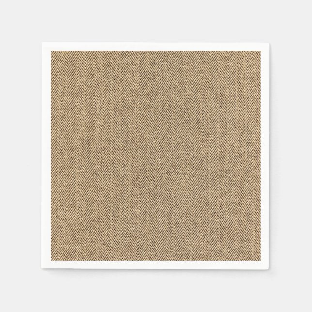 Shabby Chic Tweed Rustic Burlap Fabric Textur Serviette (Vorderseite)