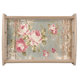 Shabby Chic, verblaßte Rosen, Serviertablett
