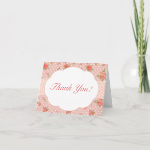 Shabby Chic Vielen Dank Note Card, Pink Dankeskarte