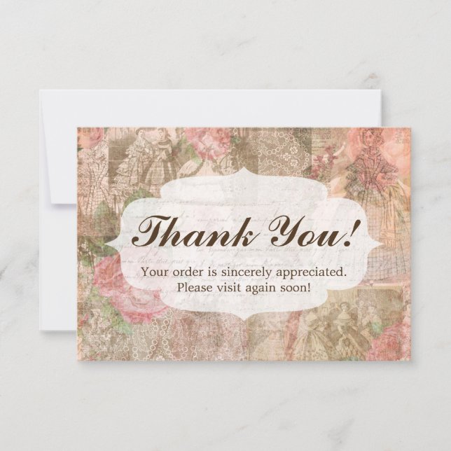 Shabby Chic Viktorianisch Ladys Fashion Danke (Vorderseite)