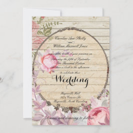 Shabby Chic Viktorianische Blume Hochzeit Einladun Einladung