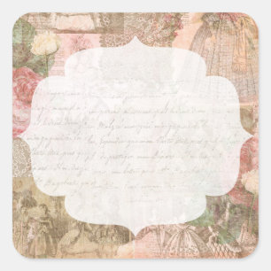 Shabby Chic viktorianischer Damenmode-Schmuckhandw Quadratischer Aufkleber